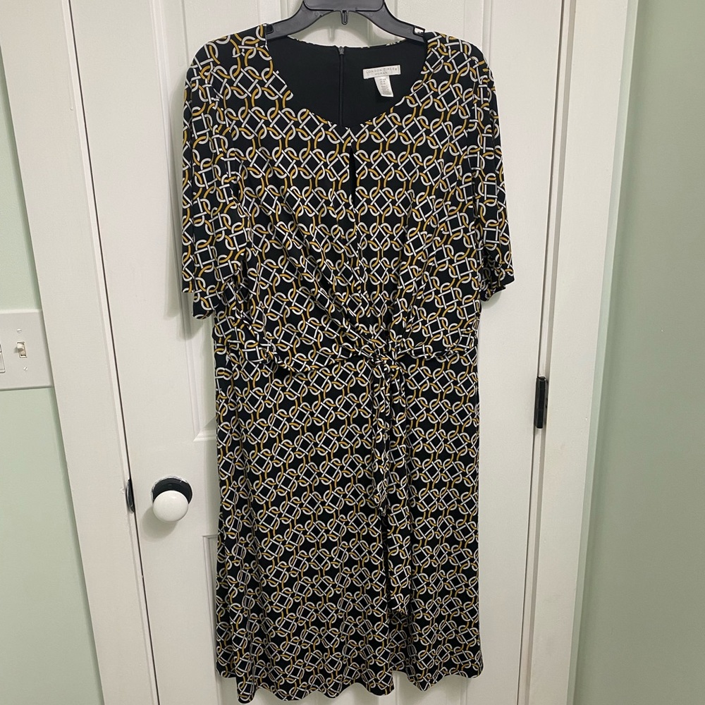 London times black dress with chain pattern 14W